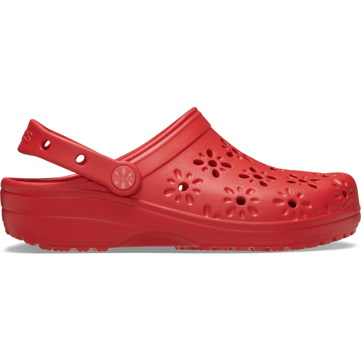 Classic Floral Cut-Out Clog - Cherry Red