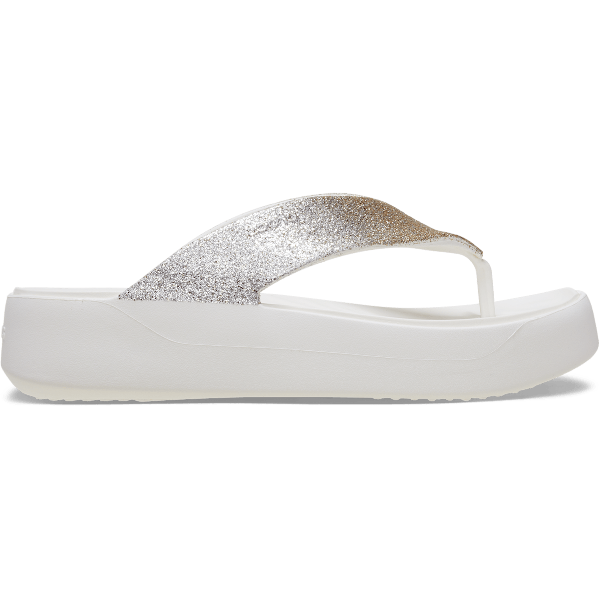 Getaway Chunky Glitter Platform Flip - White