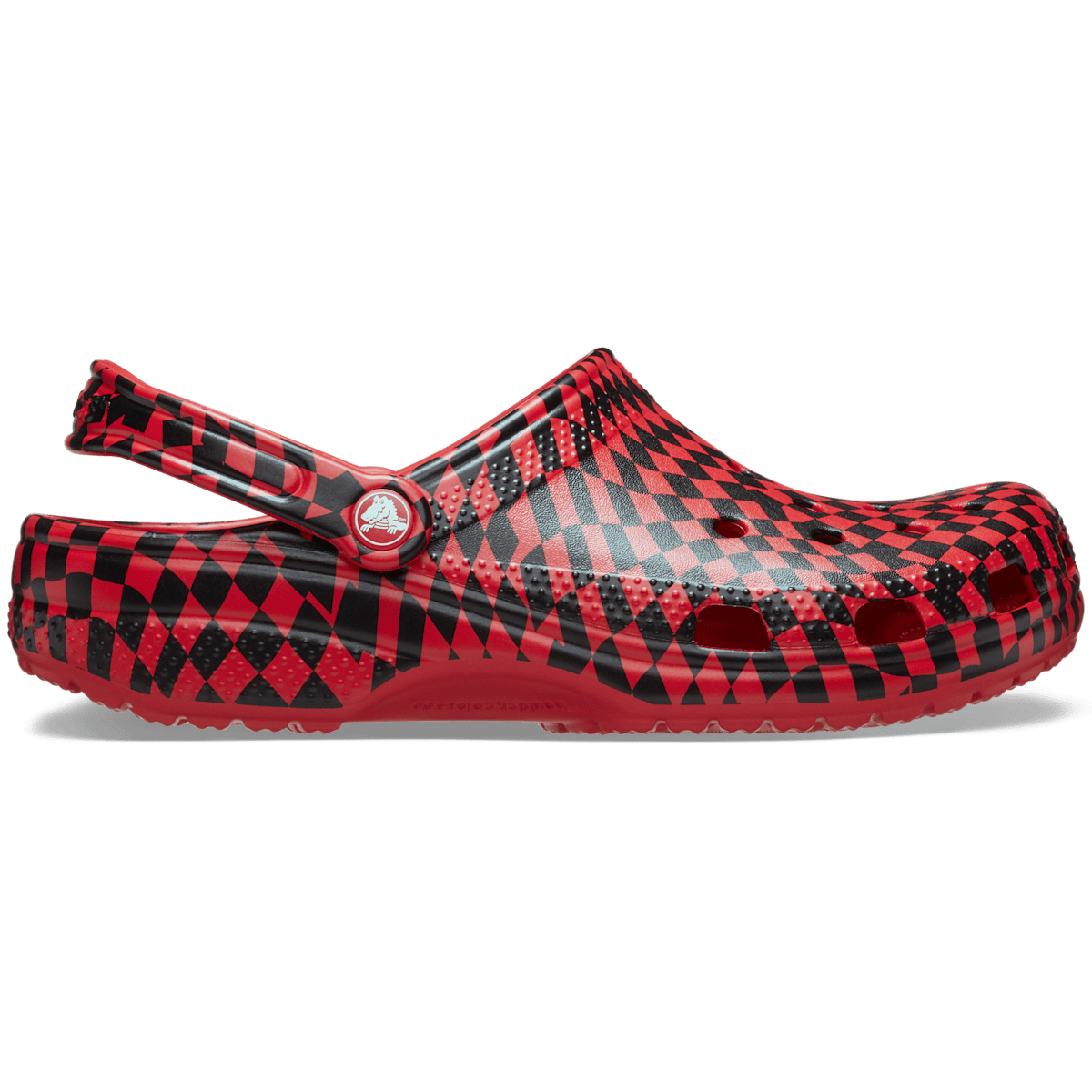 Warped Checker Clog - Black / Varsity Red