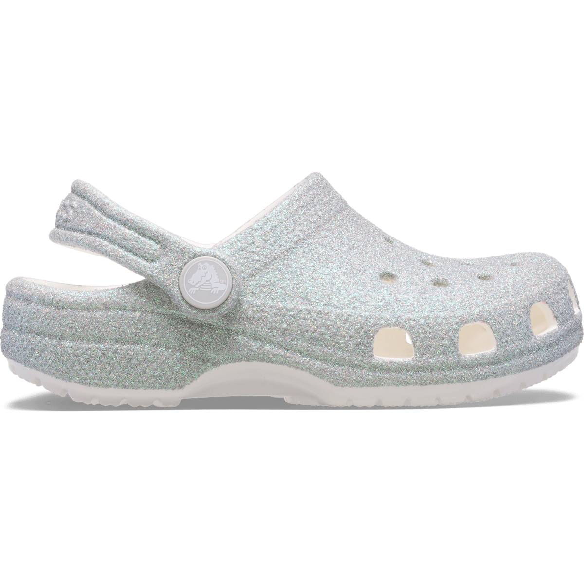 Kids’ Classic Iridescent Glitter Clog - White