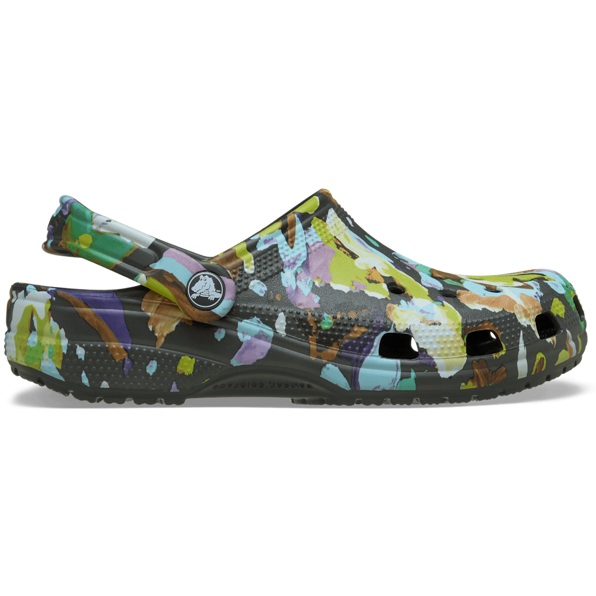 Classic Painted Floral Clog - Black Sand