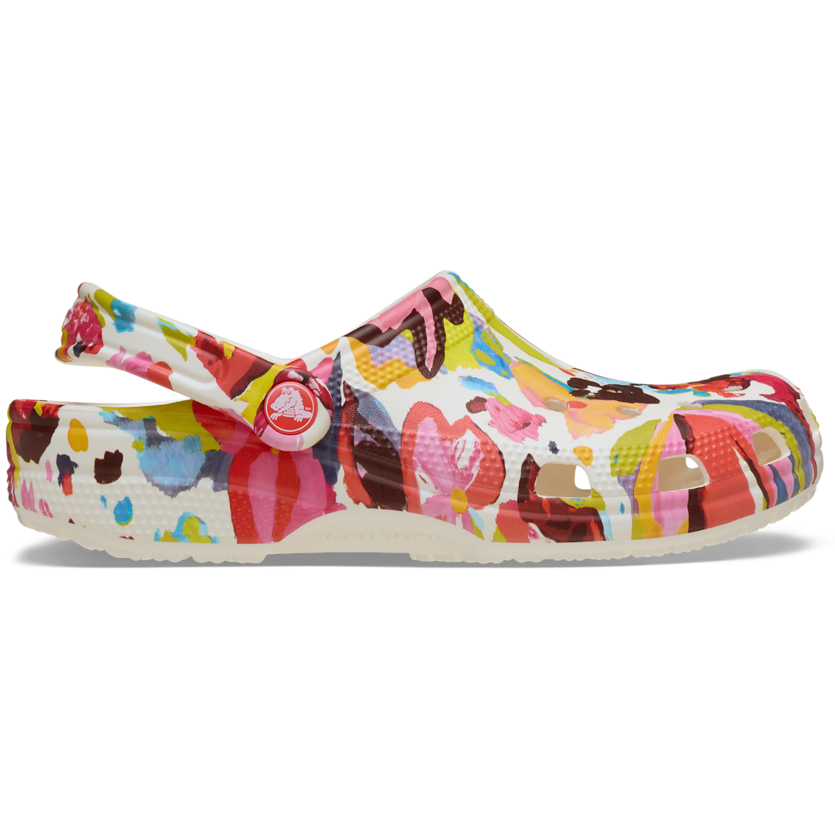 Classic Painted Floral Clog - Chalk