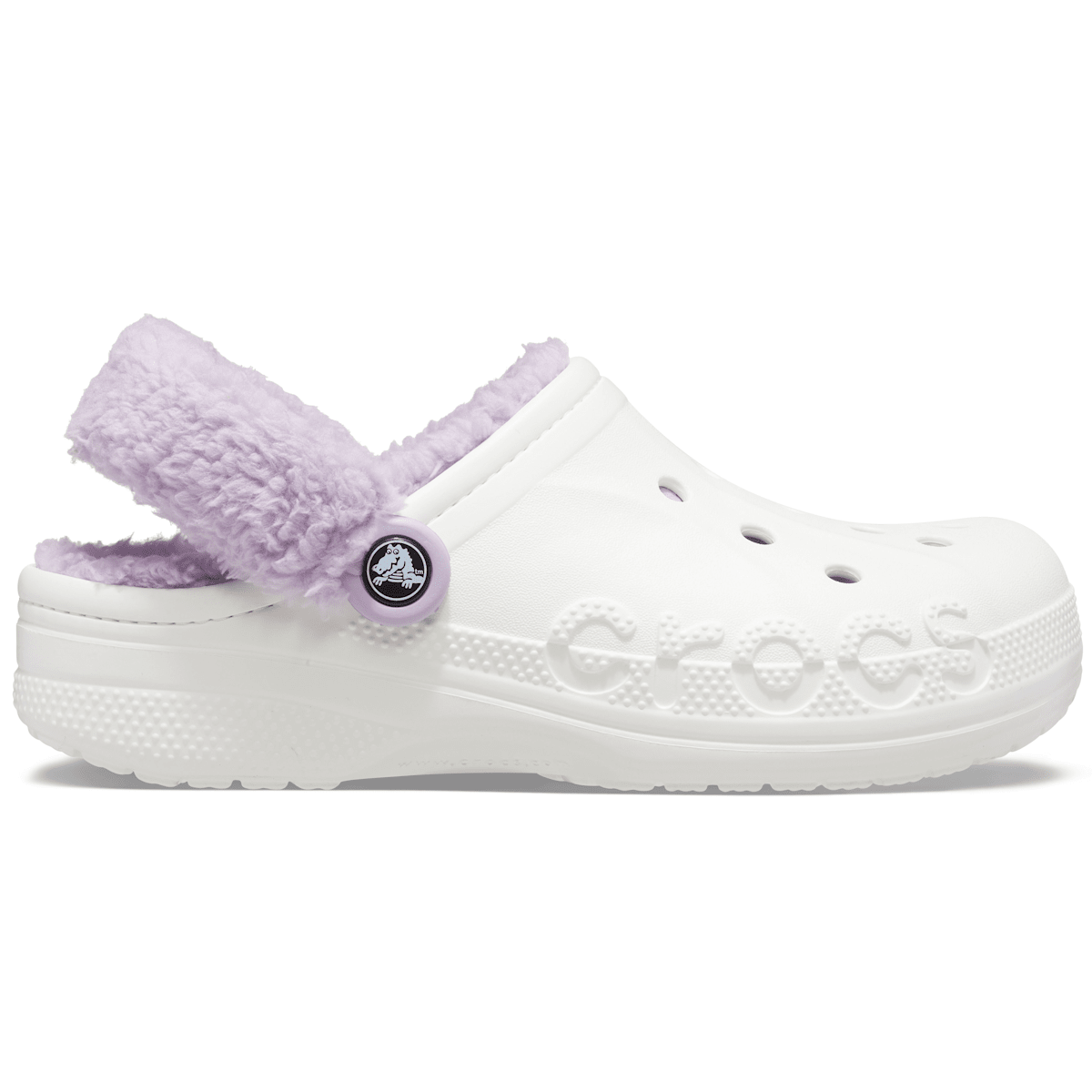 Baya Lined Fuzz-Strap Clog - White / Lavender