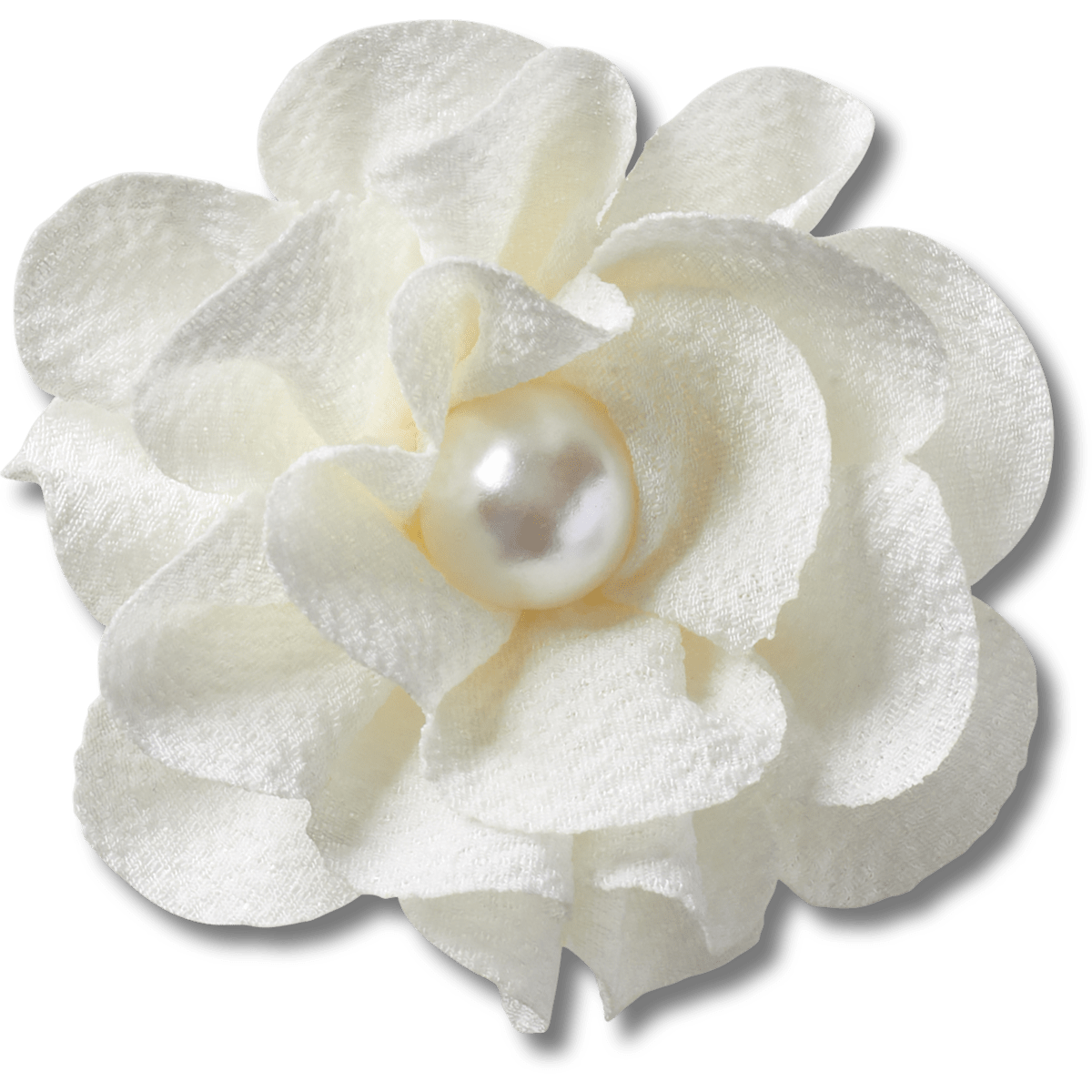 White Fabric Flower With Pearl